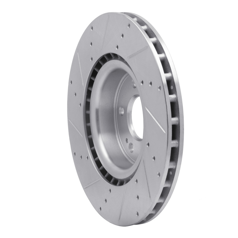 Hyundai Genesis Coupe Brake Rotor (1) - Front Right - R1 Concepts - Drilled & Slotted - Silver - `10-`16